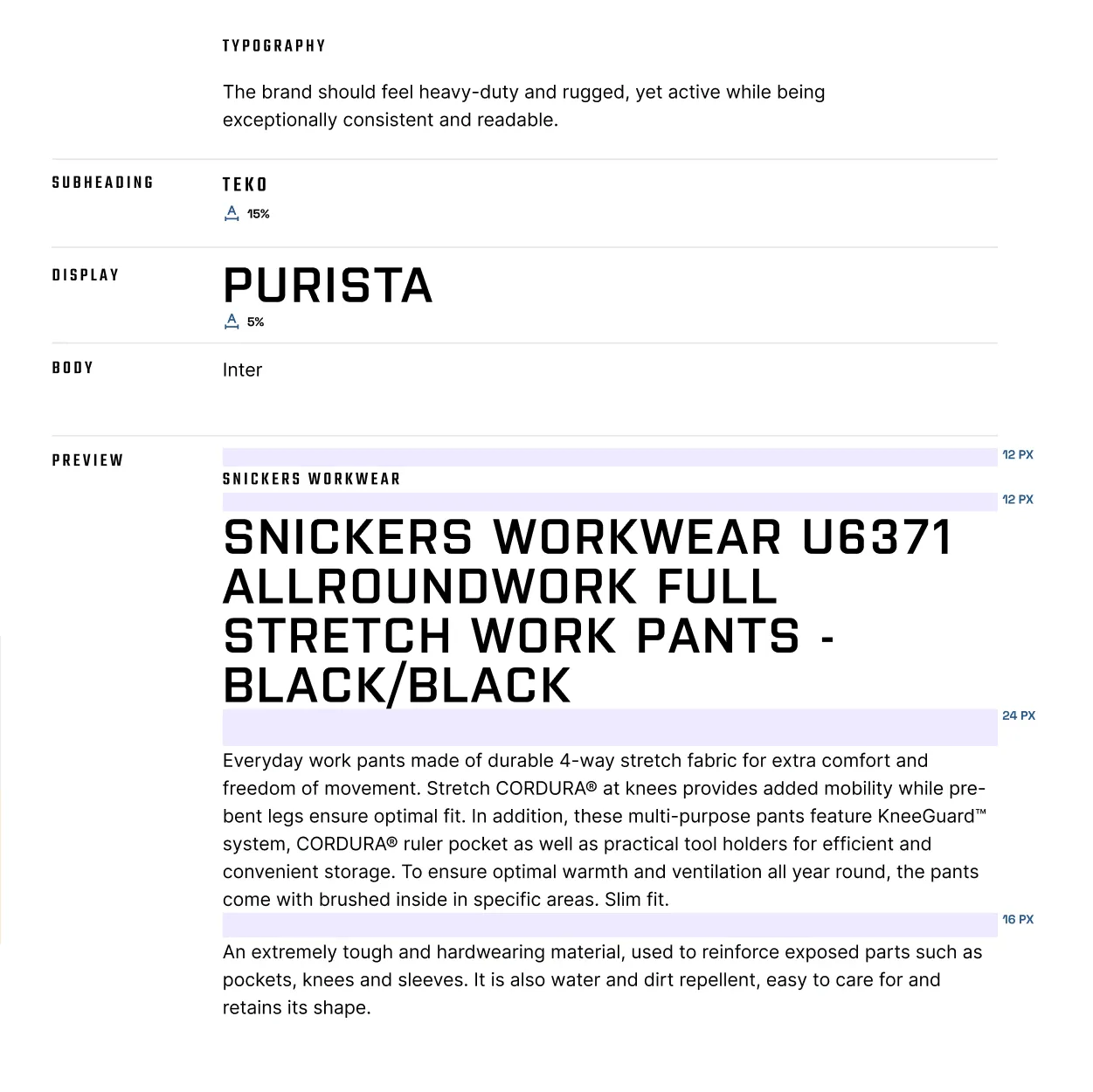 Trusted Gear Co typography samples